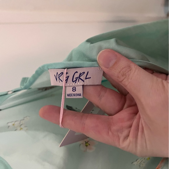 NWT VRG GRL Mint Green Floral Slip Dress Midi Adjustable Spaghetti Strap 8 - Picture 7 of 12